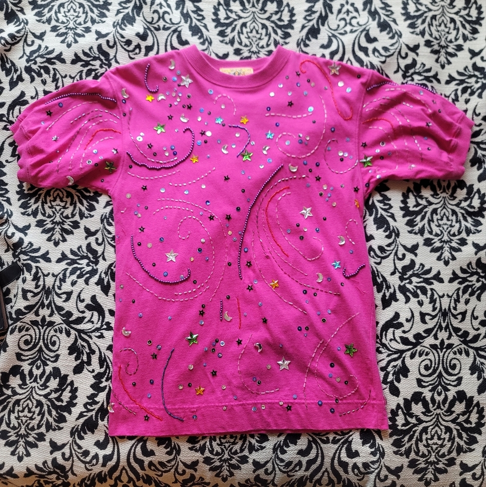 Vintage 90s Gene Ewing BisBis Beaded Tee